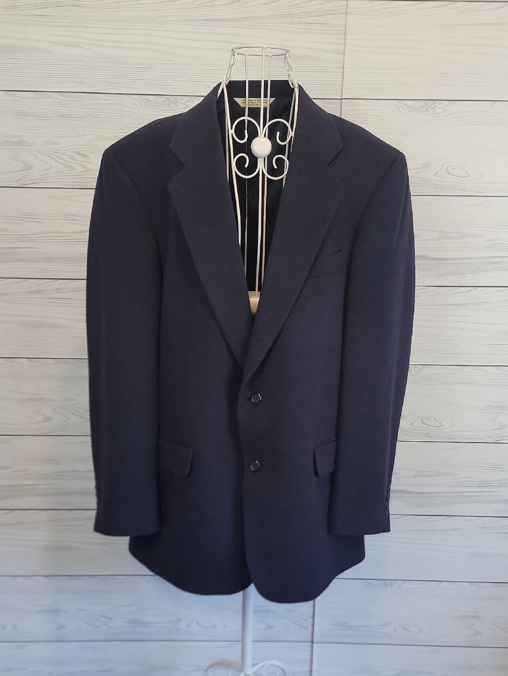 Evan Picone Suit Jacket Navy Camel Hair  Blazer - Two-Button Sport Coat Size 42L